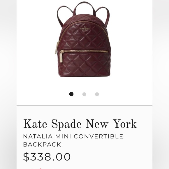 Kate Spade Mini Natalia Quilted Leather Convertible Backpack 🎈 Cherrywood $339 - Picture 16 of 16